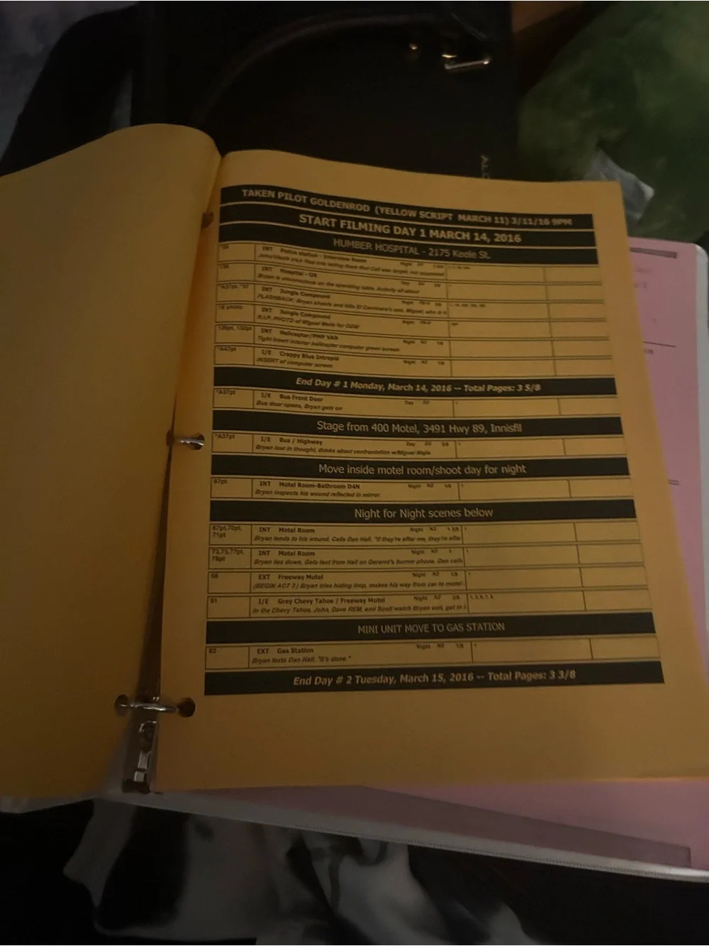 Film prop “taken” script